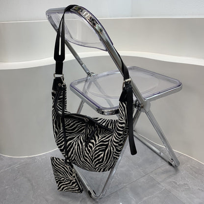 Zebra Pattern Slouch Purse - Large Capacity 2-in-1 Crossbody Hobo Bag for Women -dropshippingabc.com