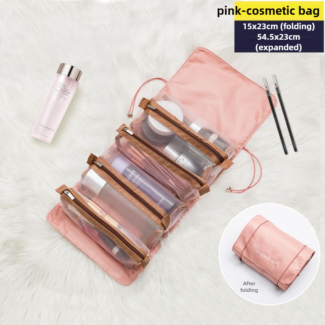 4-in-1 Convertible Makeup Bag - Large Capacity Travel Toiletry Organizer with Detachable Compartments -dropshippingabc.com