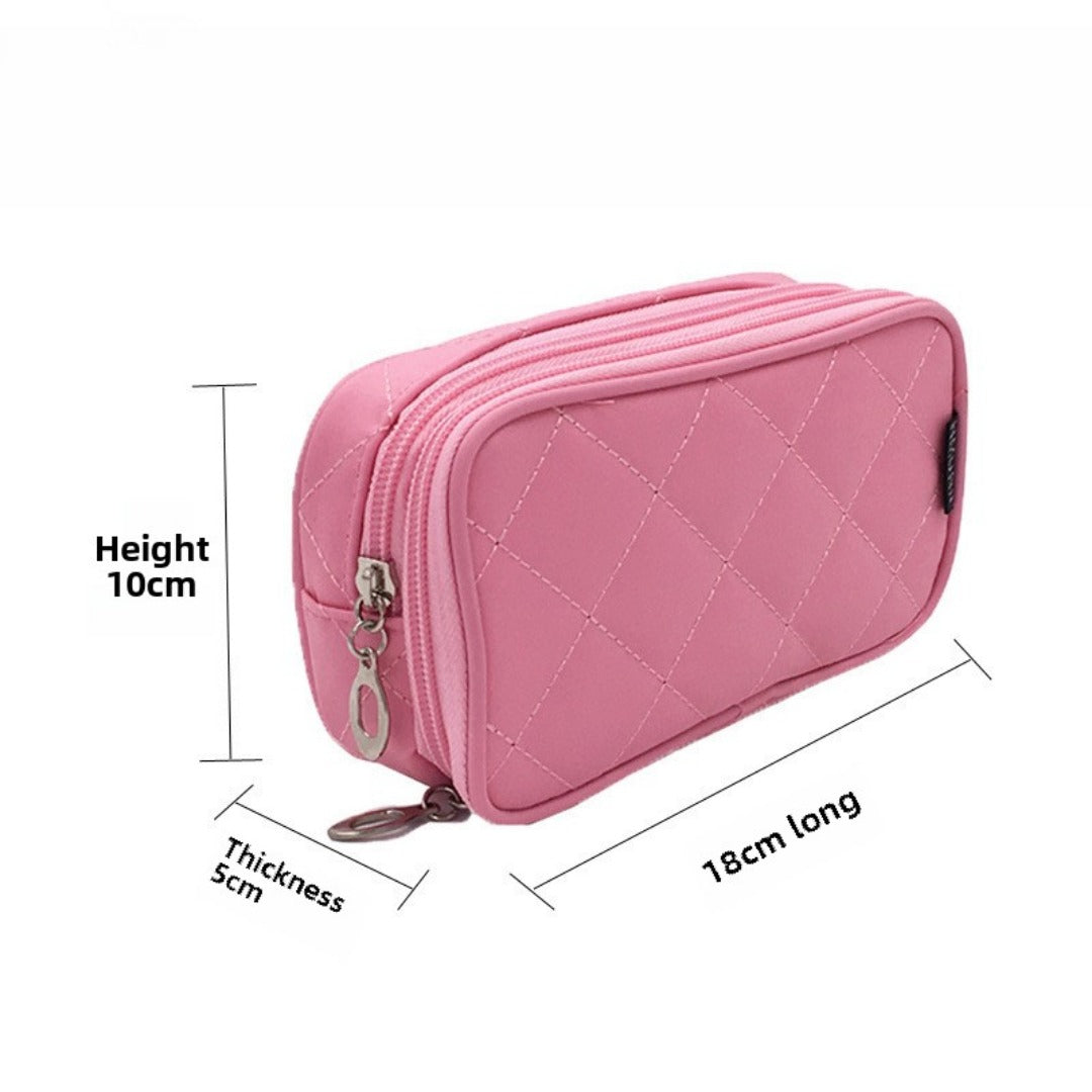 Geometric Rhombus Nylon Cosmetic Bag - Waterproof Makeup Organizer with Compartments for College, Dorm, Camp, Gym -dropshippingabc.com