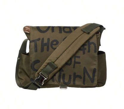 Goth Punk Canvas Messenger Bag - Waterproof Letter Printed Crossbody Bag for College Students, Shoulder Satchel -dropshippingabc.com