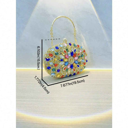 Elegant Oval Clutch Purses For Women Evening Bag Nude Purse Luxury Handbag Bride Wallet Glitter Multicolor Rhinestone Bags