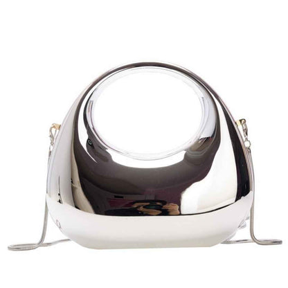 Acrylic Clutch Purse with Oval Bottom & Metal Top Handle - Versatile Chain Strap Evening Bag for Dinner & Parties