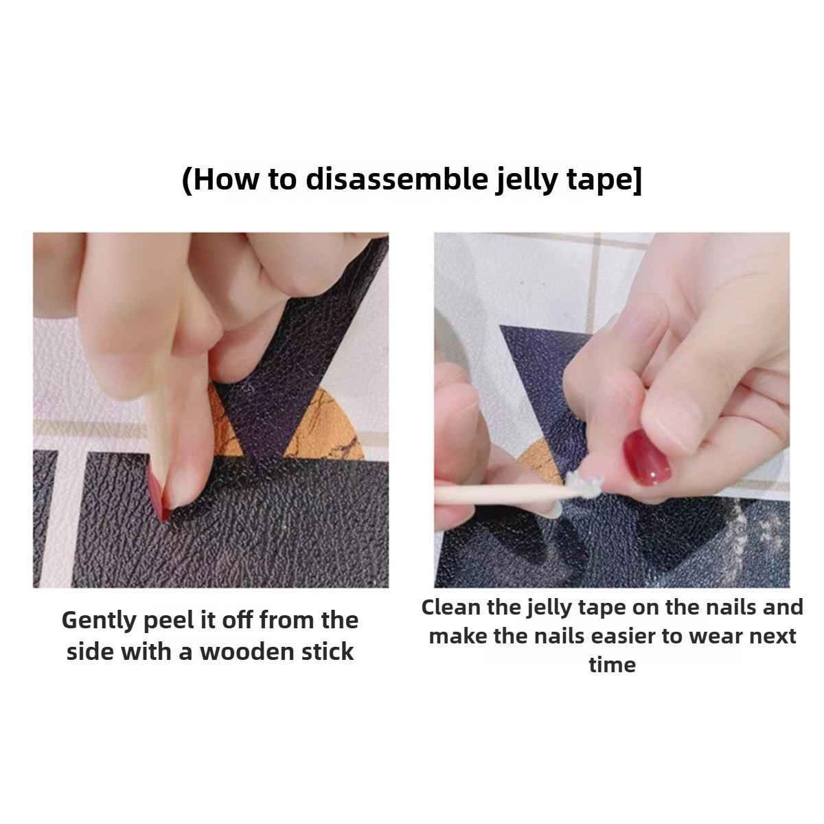 Shiny Black Stiletto Press On Nails - Medium Length Glossy Fake Nails Removable with Glue Kit #1043