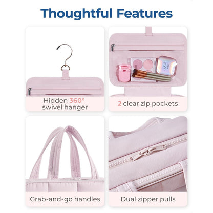 Travel Toilet Bag with Jewelry Storage - Hanging Toilet Bag & Fluffy Cosmetic Bag with Compartments -dropshippingabc.com