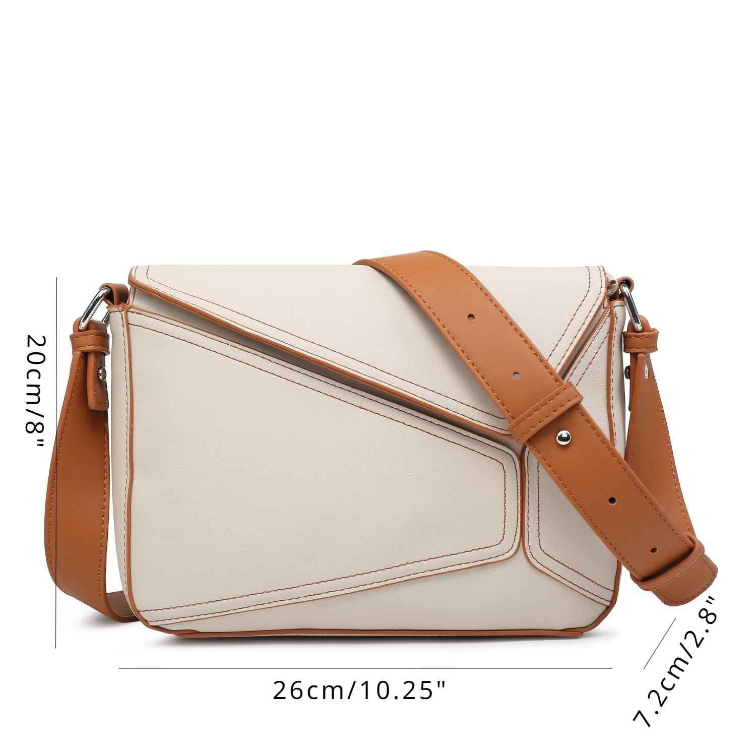 Small Women's Crossbody Bag with Geometrical Patchwork Flap - Square Purse Crossbody Bag