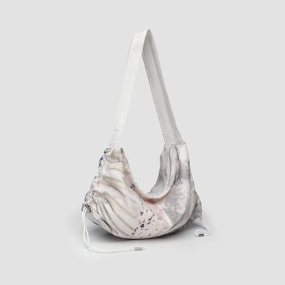 Printed Pleated Canvas Hobo Bag for Women - Casual Shoulder Commuter Bag -dropshippingabc.com