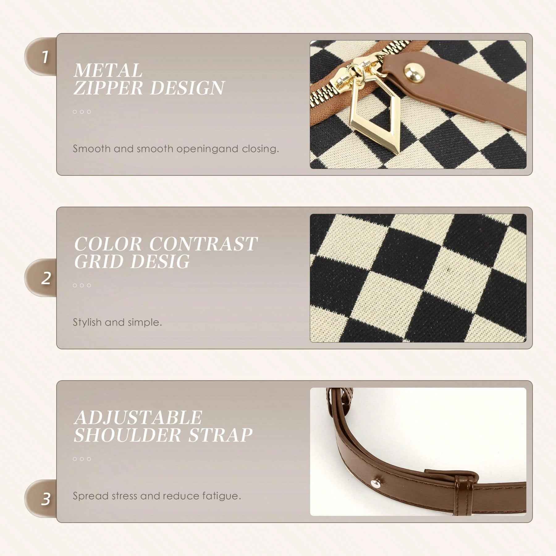 Checkerboard Chest Bag - Fashion Plaid Waist Bag & Messenger Fanny Pack for Everyday Use