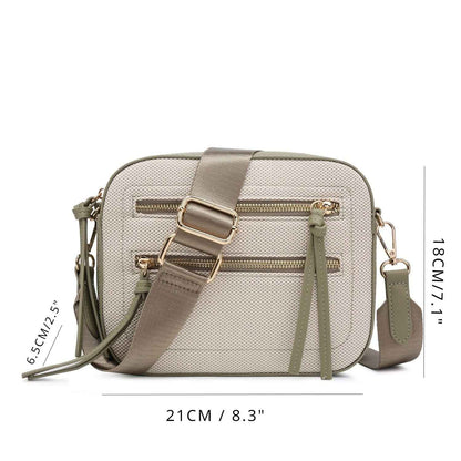 Small Crossbody Purse - Contrast Color Square Bag with Front Zipper Pockets