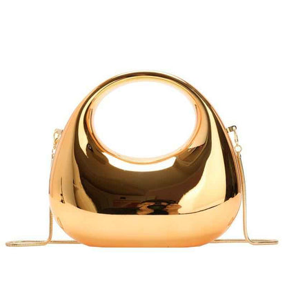 Acrylic Clutch Purse with Oval Bottom & Metal Top Handle - Versatile Chain Strap Evening Bag for Dinner & Parties