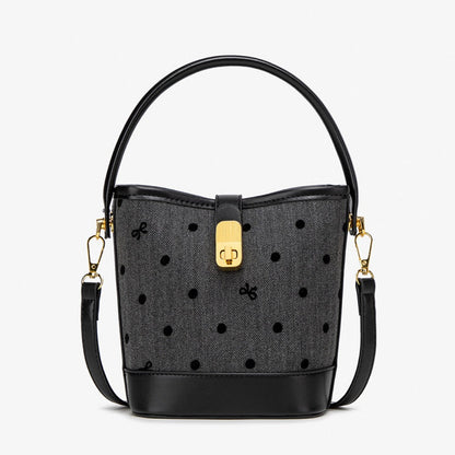 Small Casual Bucket Crossbody Bag - Washed Canvas Simple Handbag, Versatile Commuter Shoulder Tote -dropshippingabc.com