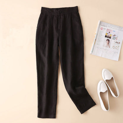 Women's Loose Linen Harem Pants - Baggy Straight Leg Thin Summer Pants -dropshippingabc.com