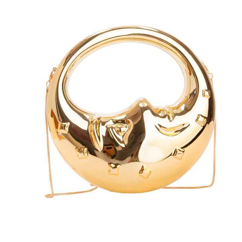 Moon Shape Acrylic Evening Bag - Unique Crescent Design Party Clutch Purse with Chain