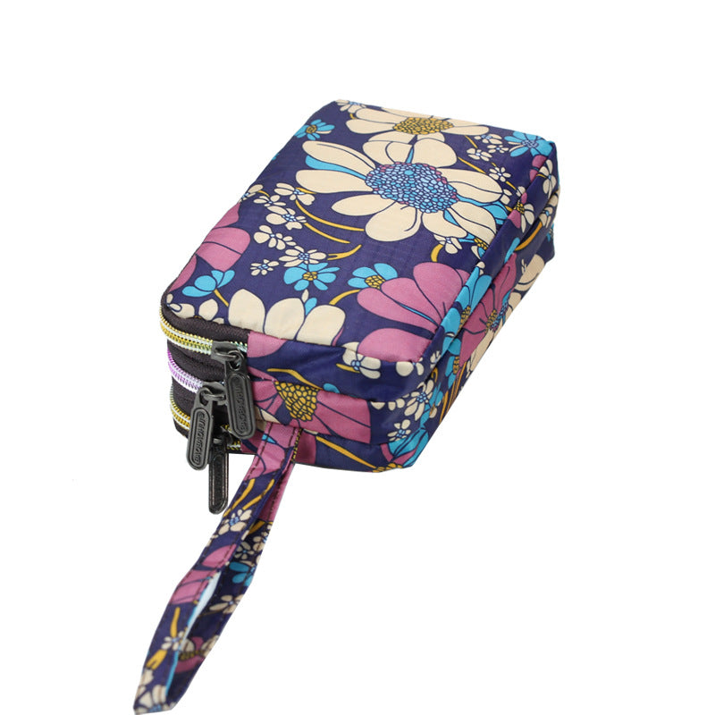 Floral Printed Fabric Wristlet Wallet for Women - Double Zipper Clutch with Wrist Strap -dropshippingabc.com