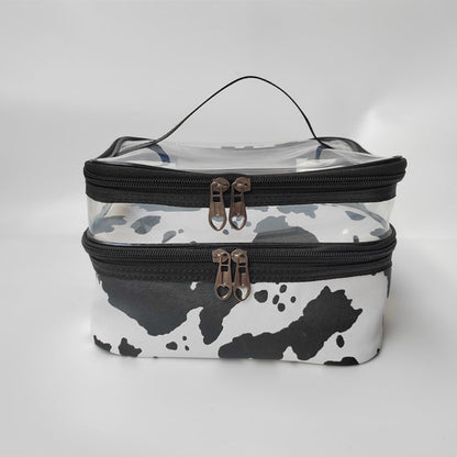 Clear Double-Layer Cosmetic Bag - Large Waterproof Makeup & Toiletry Organizer for Travel, Gym, College -dropshippingabc.com