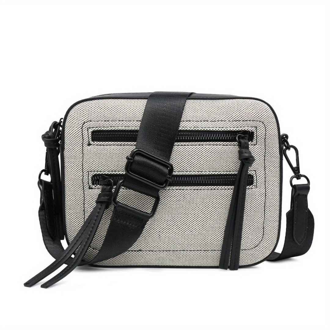 Small Crossbody Purse - Contrast Color Square Bag with Front Zipper Pockets