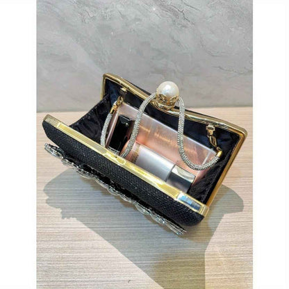 Rhinestone Evening Clutch Purse - Detachable Crossbody Chain Wedding & Birthday Party Dinner Bag Party Dinner Bag
