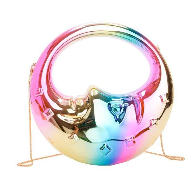 Moon Shape Acrylic Evening Bag - Unique Crescent Design Party Clutch Purse with Chain