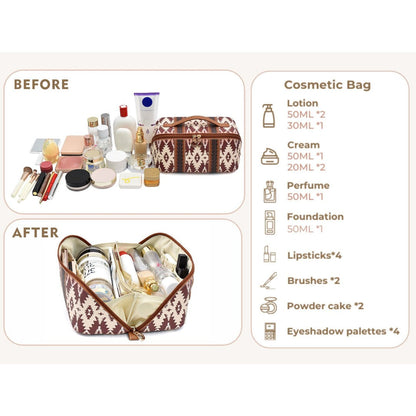 Bohemian Cloud Pillow Cosmetic Bag - Large Capacity PU Travel Makeup Organizer & Toilet Case -dropshippingabc.com
