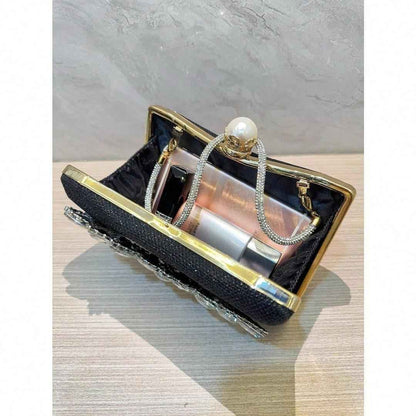 Elegant Glitter Evening Purse - Glamorous Clutch Bag with Rhinestone Diamond for Wedding Party Dinner