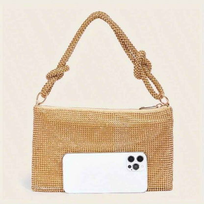 Fully Rhinestone Evening Purse - Flat Rectangle Party Prom Shoulder Bag, Large Capacity & Lightweight