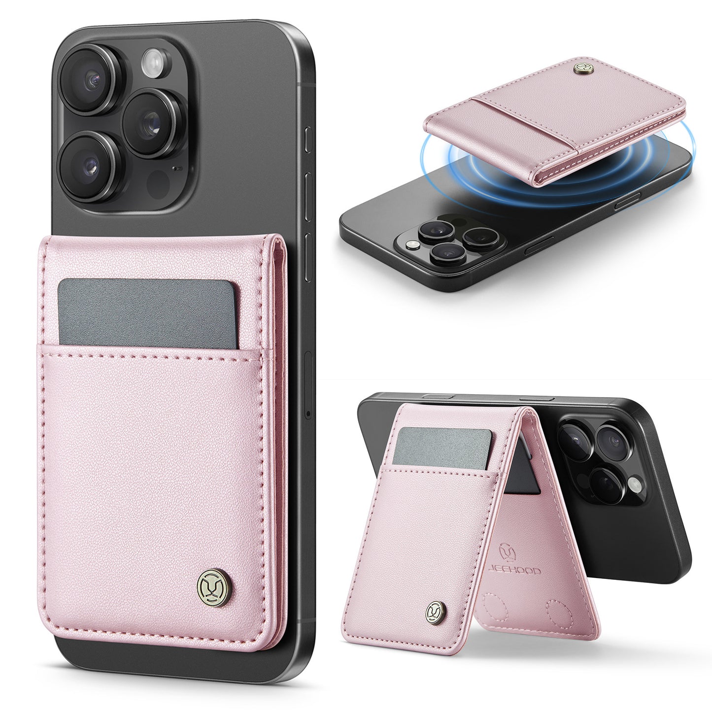 Magsafe ring magnetic card case  for iPhone17 card anti-theft brush 16/15/14/13 zipper change bag Wallet Magnetic Card Holder RFID Blocking, PU Leather Minimalist Phone Wallet Compatible with MagSafe Phones