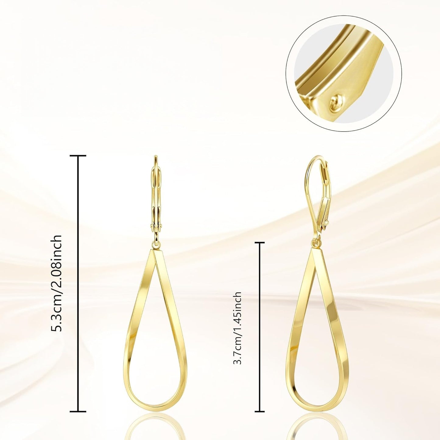 Gold Earrings for Women Hypoallergenic Leverback Drop Dangle Earrings Trendy 14K Gold Plated Twisted Spiral Teardrop Rhombus Heart Dangle Earring for Women Dainty Fashion Jewelry Gifts -dropshippingabc.com