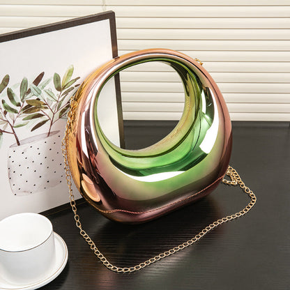 Acrylic Evening Clutch Purse - Gold & Silver Wedding Prom Bag with Chain, Stylish Makeup Clutch Box for Parties