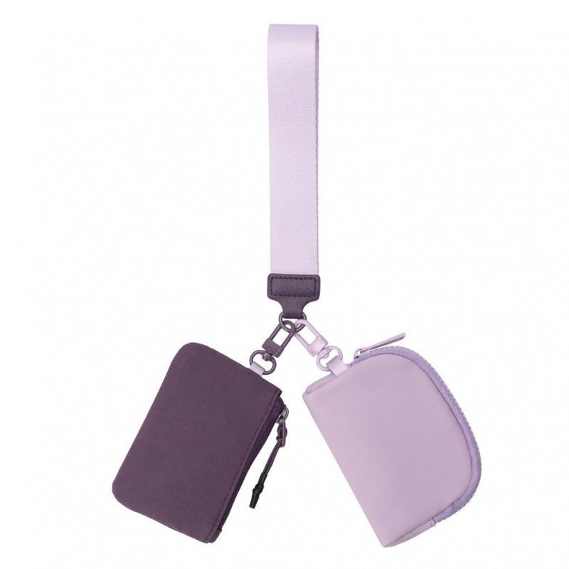 Waterproof Nylon ID Bag - Double Bag Multi-function Wristlet Wallet with Keychain for Women -dropshippingabc.com