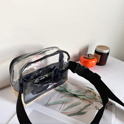 Transparent PVC Straw Waist Bag – Portable, Waterproof Beach Waist Bag & Fanny Pack for Women – Crossbody Chest Purse with Stylish Design -dropshippingabc.com