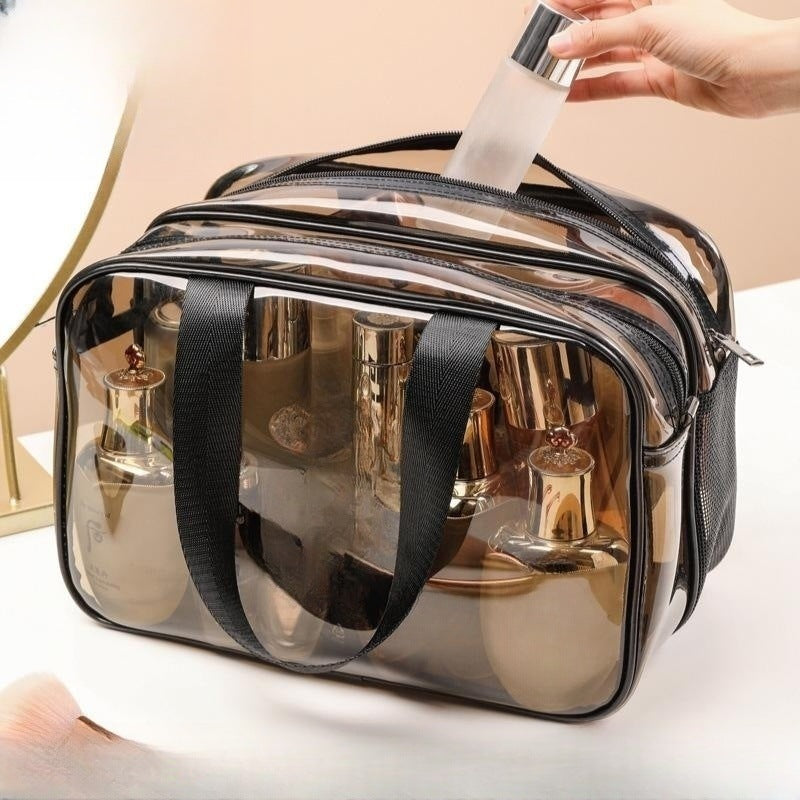 Transparent PVC Makeup Bag with Wet-Dry Separation - Double Layer Waterproof Travel Toiletry Organizer -dropshippingabc.com