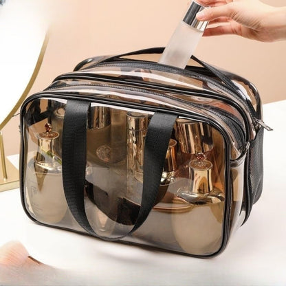 Transparent PVC Makeup Bag with Wet-Dry Separation - Double Layer Waterproof Travel Toiletry Organizer -dropshippingabc.com