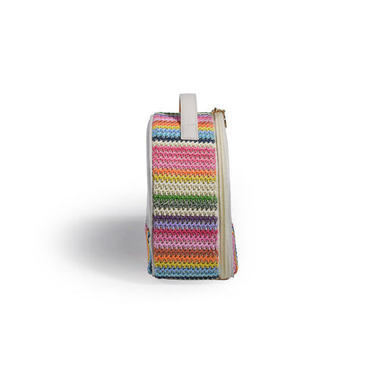 Semicircular Straw & PVC Cosmetic Bag - Waterproof Woven Travel Toiletry Organizer -dropshippingabc.com
