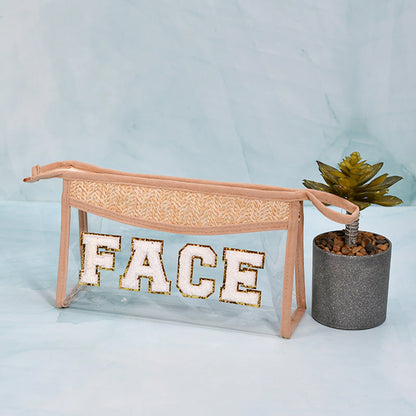 Straw & PVC Makeup Brush Bag - Transparent Lightweight Cosmetic Organizer for Portable Storage -dropshippingabc.com