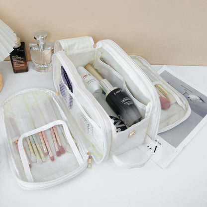 Multifunctional Makeup Bag for Women - Large Capacity Partitioned Travel Toiletry Organizer with Compartments -dropshippingabc.com