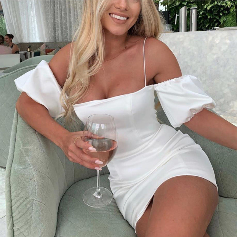 Women's Sexy Tube Sleeveless Bodycon Satin Suspender Mini Dress - Sexy Backless Wrap Cocktail Party Dress -dropshippingabc.com