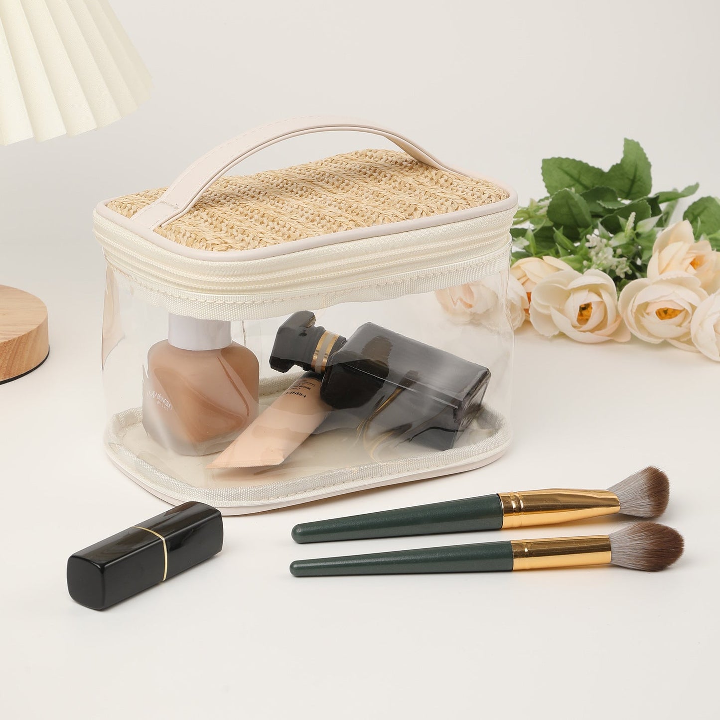 PVC Straw Makeup Bag for Women - Large Capacity Lightweight Travel Toiletry & Cosmetic Organizer -dropshippingabc.com