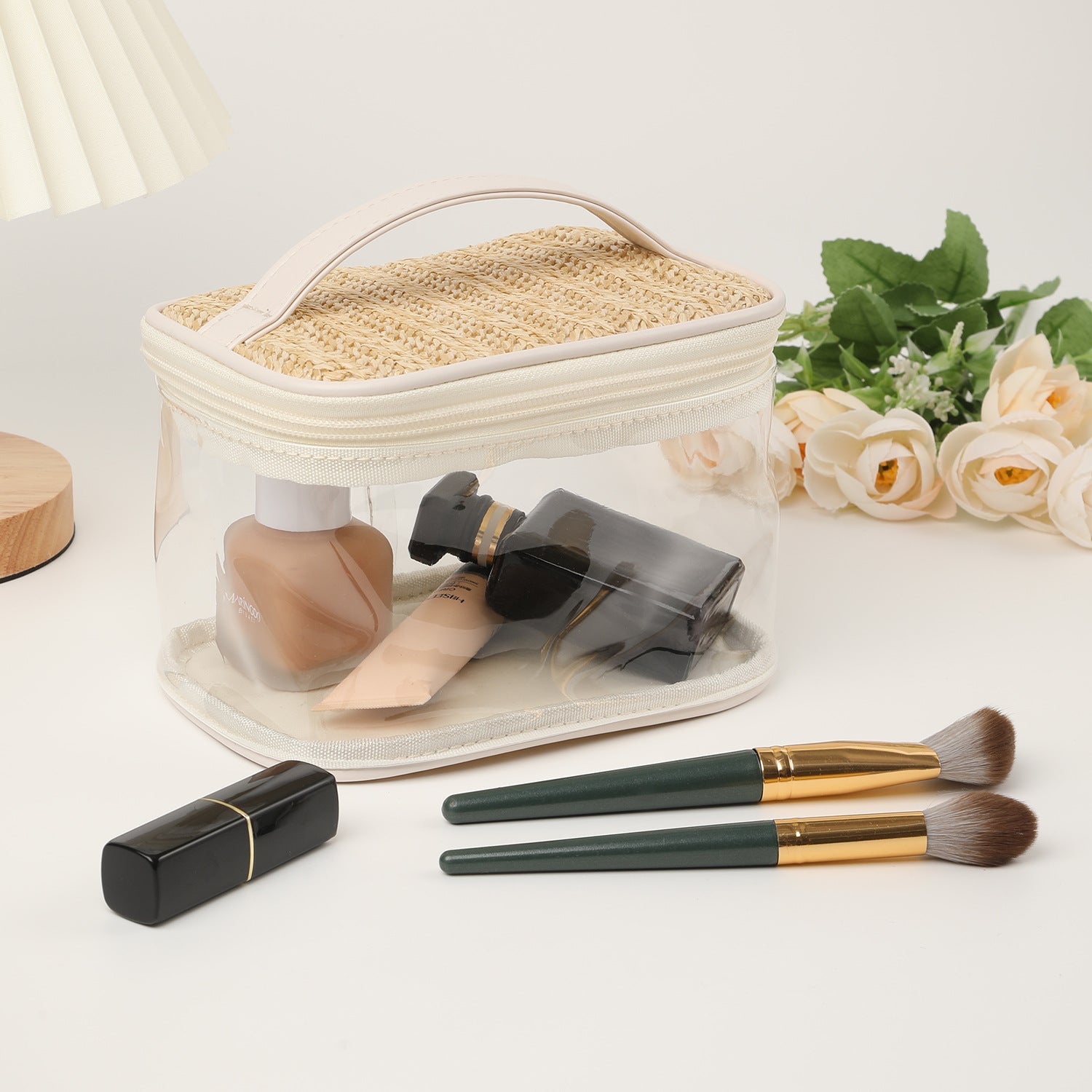 PVC Straw Makeup Bag for Women - Large Capacity Lightweight Travel Toiletry & Cosmetic Organizer -dropshippingabc.com