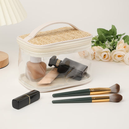 PVC Straw Makeup Bag for Women - Large Capacity Lightweight Travel Toiletry & Cosmetic Organizer -dropshippingabc.com