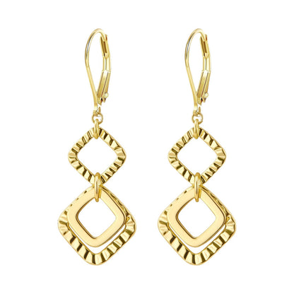 Brass real gold electroplating niche light luxury karst pleated earrings women's earrings -dropshippingabc.com