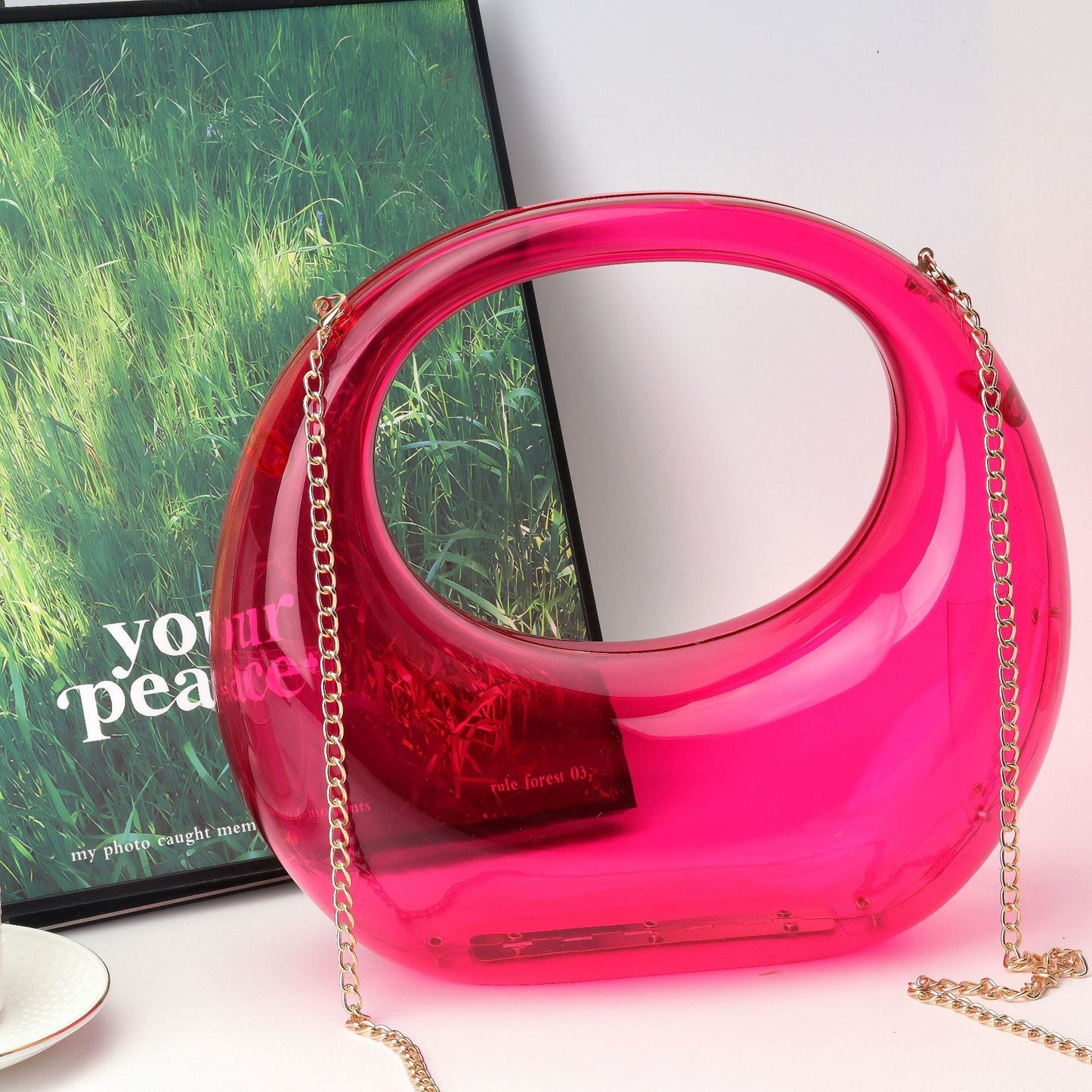 Acrylic Evening Clutch Purse - Gold & Silver Wedding Prom Bag with Chain, Stylish Makeup Clutch Box for Parties