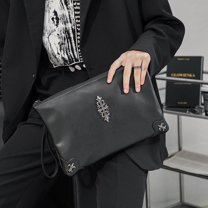 Unisex Evening Clutch Bag | Rivet Messenger iPad Wrist Bag with Detachable Strap -dropshippingabc.com