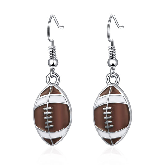Rhinestone Football & Rugby Earrings for Women - Sparkling Sports Fan Dangle Drop Stud Earrings -dropshippingabc.com