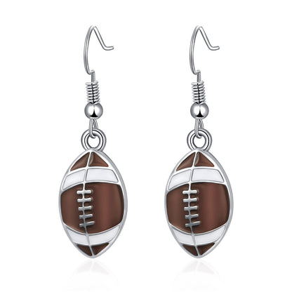 Rhinestone Football & Rugby Earrings for Women - Sparkling Sports Fan Dangle Drop Stud Earrings -dropshippingabc.com