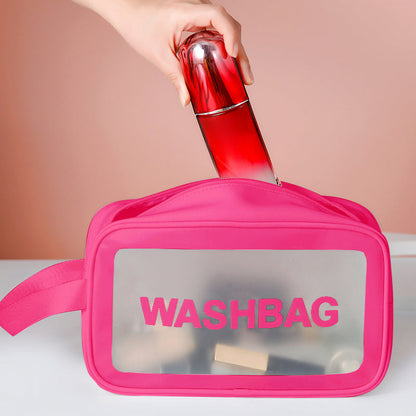 Frosted PU Three-Piece Toilet Bag - Large Capacity PVC Toiletries & Translucent Cosmetics Organizer -dropshippingabc.com