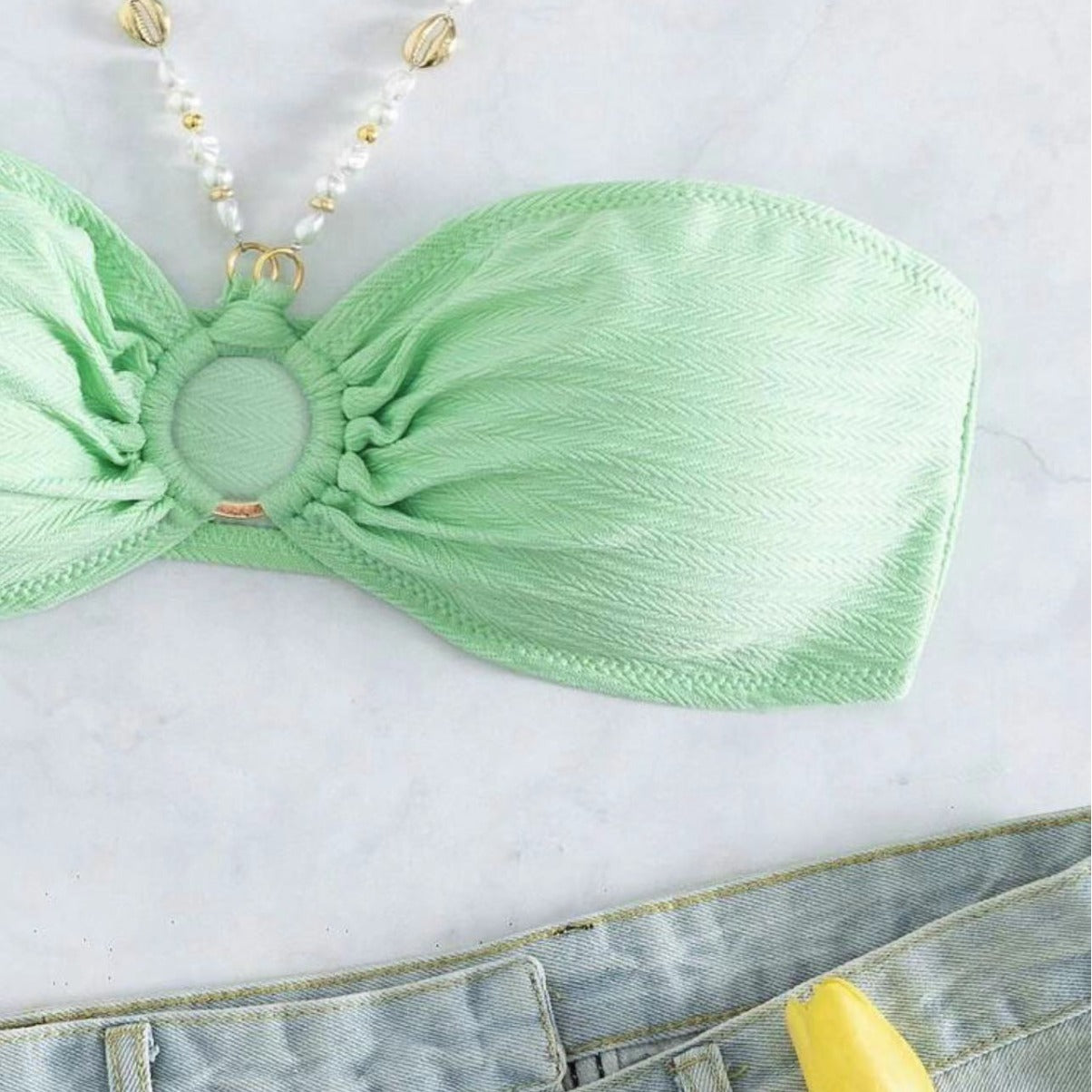 Sexy Solid Color Halter Bikini - Ruched Bust Ladies Beach Swimsuit -dropshippingabc.com