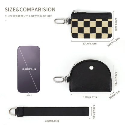 Checkerboard Wristlet Wallet for Women - Multifunctional Mini Zip Around Wrist Bag with Dual Pouch -dropshippingabc.com