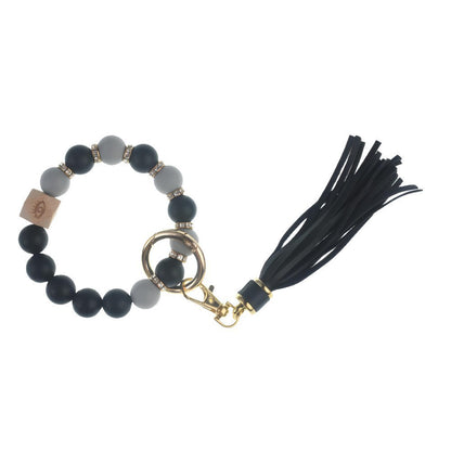 PU Tassel Keychain Women's Bag charm Silicone Beaded Keychain Wristlet Key Ring Bracelet Cute Car Key Chain Holder for Women Girls