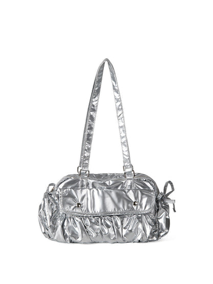 Pleated Nylon Shoulder Bag for Women - Fashionable Baguette Hobo Underarm Bag with Large Capacity -dropshippingabc.com