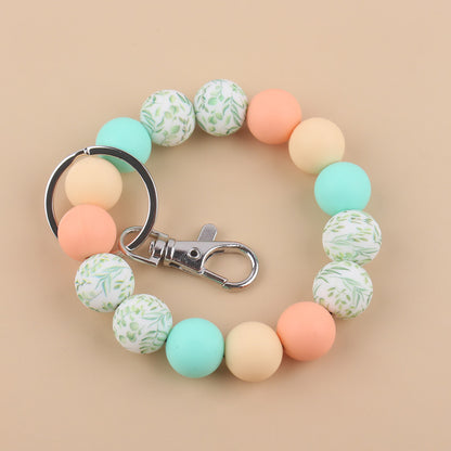 Silicone Beads Cow Sunflower Keychain Accessories, Creative Pendant Bracelet Bracelet Keyring Female - dropshippingabc.com