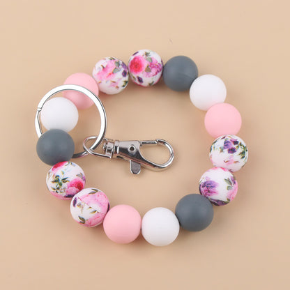Silicone Beads Cow Sunflower Keychain Accessories, Creative Pendant Bracelet Bracelet Keyring Female - dropshippingabc.com